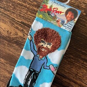 Bob Ross Joy of Painting”Happy Clouds” Blue Casual Socks